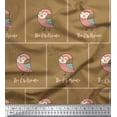 thumbnail image 1 of Soimoi Brown Viscose Chiffon Fabric Text & Owl Bird Print Fabric by Yard 42 Inch Wide, 1 of 3