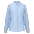thumbnail image 3 of Camisas con botones para mujer, blusas clásicas de manga larga, blusas cómodas para el trabajo, negocios, informales y elegantes, azules, 3 of 8