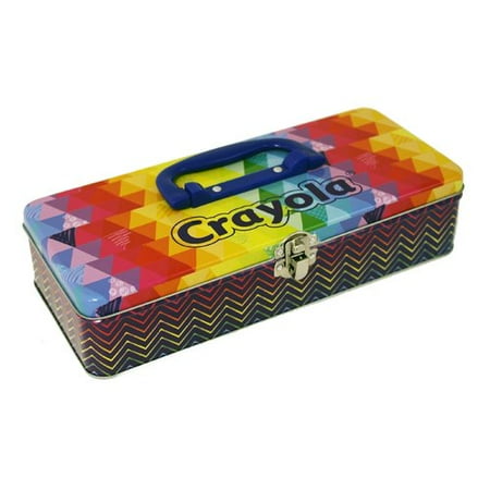 tin box company crayola long tool box metal wire craft case