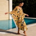 thumbnail image 4 of FKELYI Women's Kaftan Plus Size Swimwear Coverup for Summer Beach Cover Up Batwing Sleeves Beachwear Daisy Flower Honeycomb Print V-Neck Maxi Beach Dress Loungewear, 4 of 7