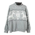 thumbnail image 4 of Chandail de Noël pour Femme Imprimé Cardigan Chaud Col Rond Blouse Duveteuse Décontractée Tricot Mi-Long Fermeture Manteau Torsadé Tricoté Chandail Mode, 4 of 6