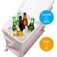 thumbnail image 3 of 80 Quart Rolling Ice Chest, Portable Bar Drink Cooler with Catch Basin, Bottom Storage Tray and Bottle Opener for Patio Party BBQ Beach Activities, 3 of 17