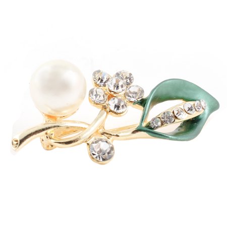- Unique Bargains Dress Clothing Rhinestone Detailing Floral Designed Brooch Green for Lady