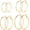 Gold, variant on 4/6 Pairs Gold Silver Hoop Earrings for Women 14K Gold Plated Hypoallergenic 2mm Thin Hoops Stainless Steel Lightweight Dangle Set 30/40/50/60mm
