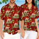 thumbnail image 4 of Camisa hawaiana con estampado de bastón de caramelo y pan de jengibre para hombre, camisa fresca de verano para mujer y niño, camisetas de manga corta con cara de perro, regalo de vacaciones, 4 of 5