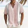thumbnail image 2 of Lumtrix Mens Casual Summer Cotton Button Down Short Sleeve Shirts Cuban Camp Guayabera Beach Tops Pink L, 2 of 4