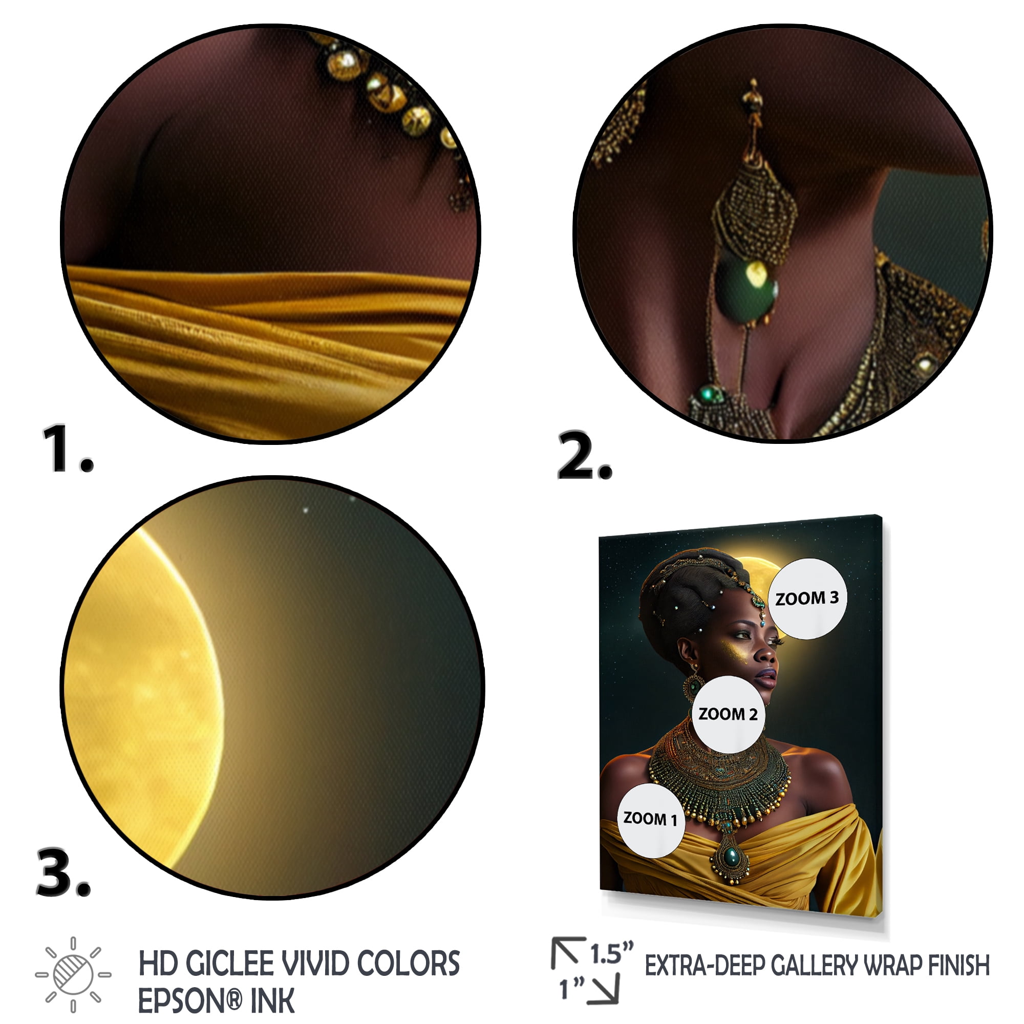 Designart Emerald Queen African Woman Under Moon I Canvas Wall Art