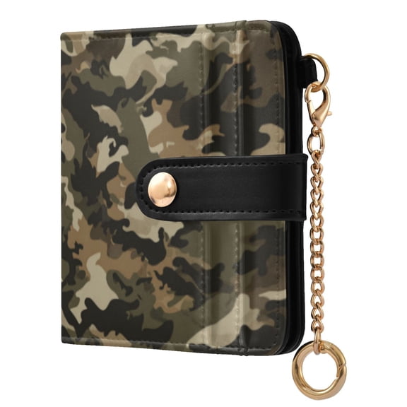 Qxltty Brown Camouflage Ladies Wallet Rfid Slim Thin Compact Credit Card Women Wallet Zipper Coin Pocket and ID Window for Female Gifts