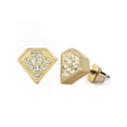 thumbnail image 3 of West Coast Jewelry Women's Micro Pave Crystal Diamond-Shaped Gold Tone Stud Earrings, 3 of 4
