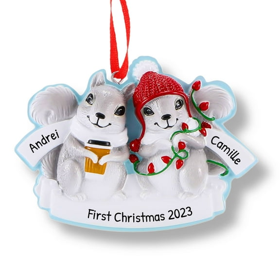 Ornaments by Elves Personalized Squirrel Couple Christmas Ornament 2024 Animal Themed Xmas Decor