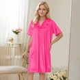 thumbnail image 4 of snilers Silk Nightgown for Women Summer Loose Short Sleeve Chemise Soft V Neck Sleepwear Nightie, 4 of 7