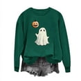 thumbnail image 3 of aohooy Halloween Tee Shirts Women Cute Funny Ghost Pumpkin Graphic Long Sleeve Shirt Fall Spooky Pullover Sweatshirts Tops Green,L, 3 of 5