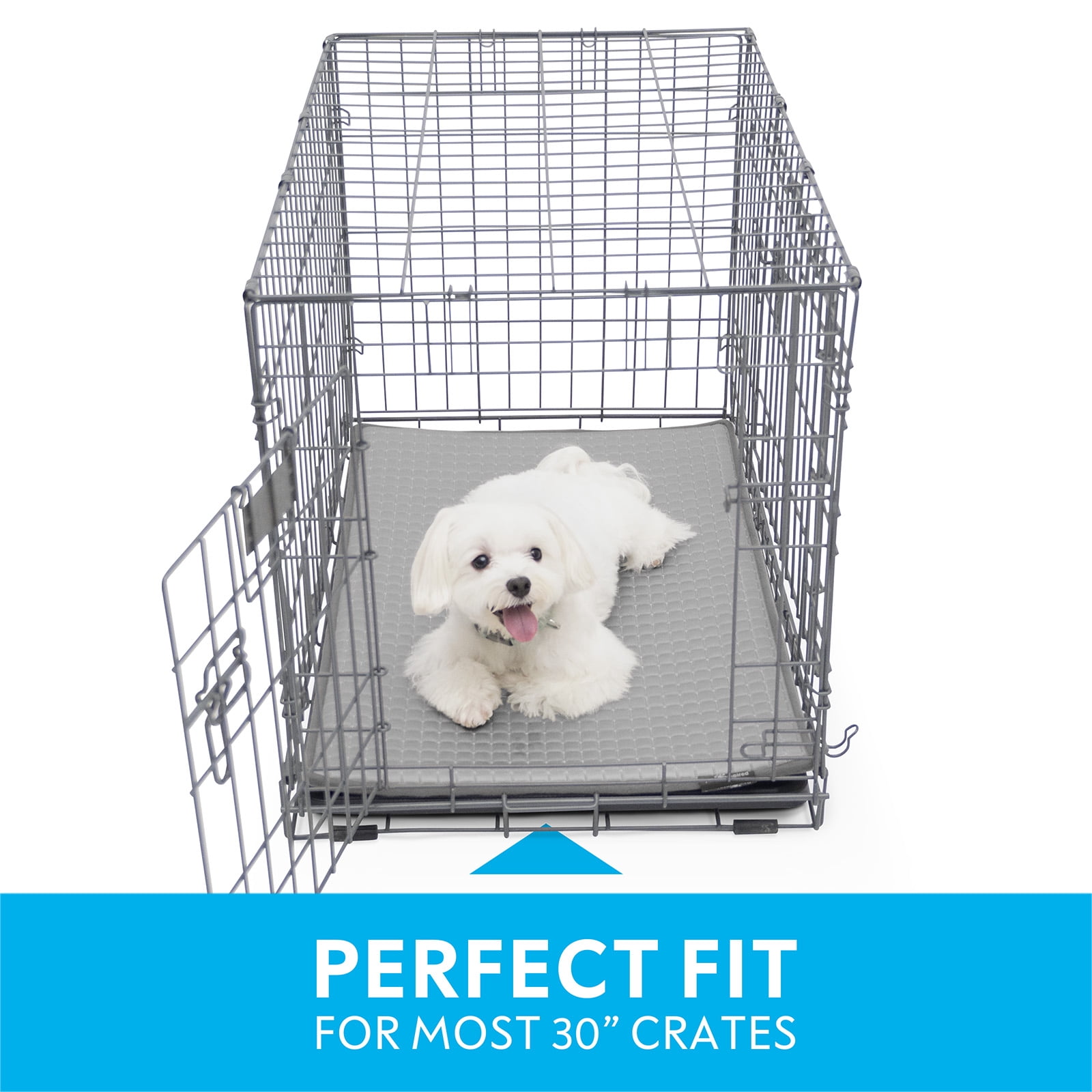 Paw Inspired Cooling Orthopedic Crate Pad for Dogs, Washable Memory Foam Dog Cooling Mat (29x18 Inch Small Size for 30 Inch Kennel, Gray)