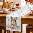 thumbnail image 5 of Bunny Easter Table Runner - 90 Inch Long Spring Floral Pastoral Wooden Cotton and Linen Blended Dress Scarves Farmhouse Table Runner for Kitchen Dining, Coffee Table, 13" x 90", 5 of 8