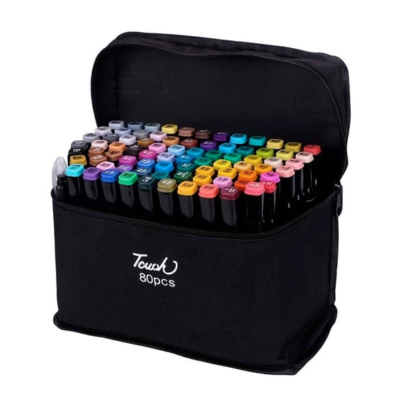 Marcadores Doble Punta Plumones Punta Pincel Kit 80 Colores