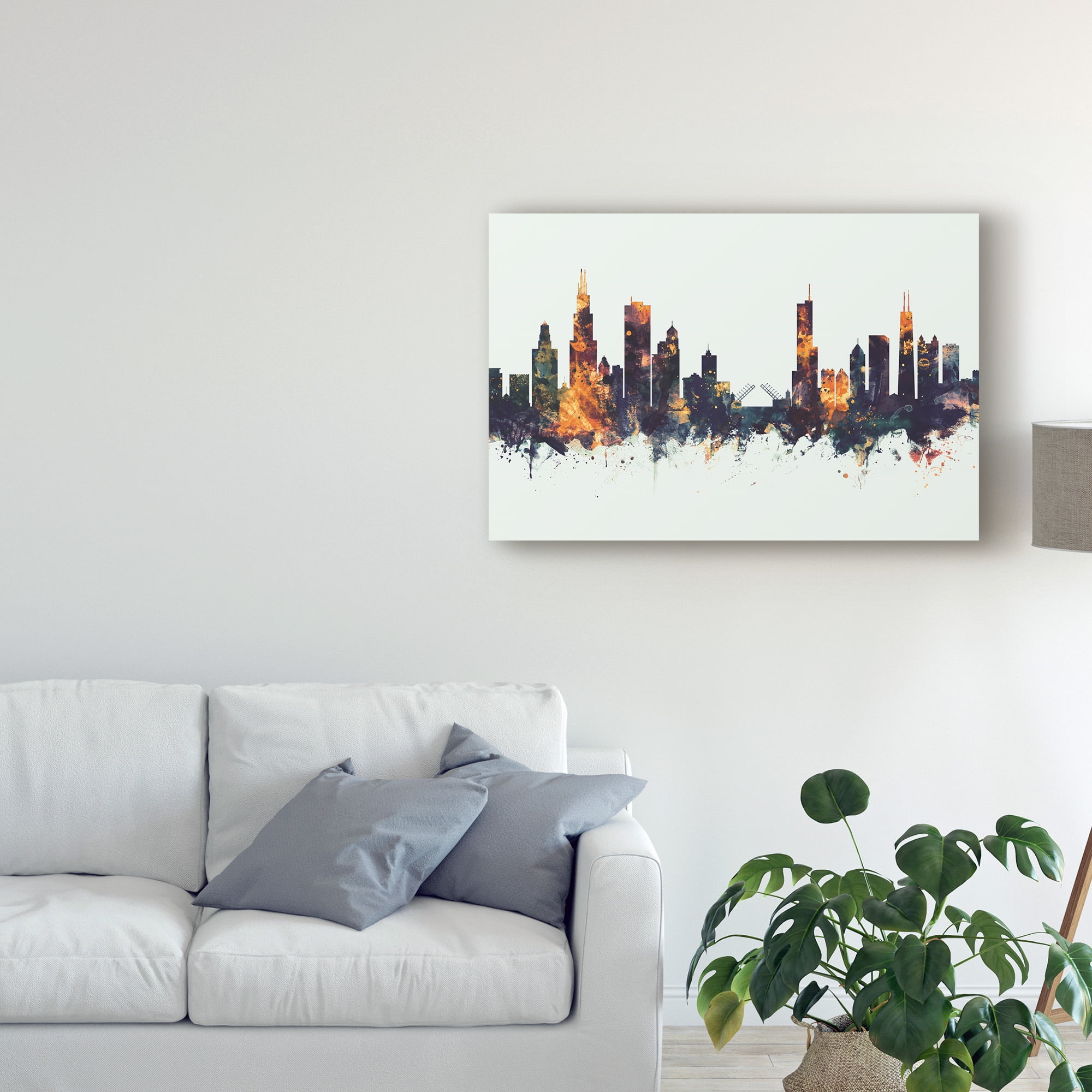 Trademark Fine Art 'Chicago Illinois Skyline Dark IV' Canvas Art by Michael Tompsett