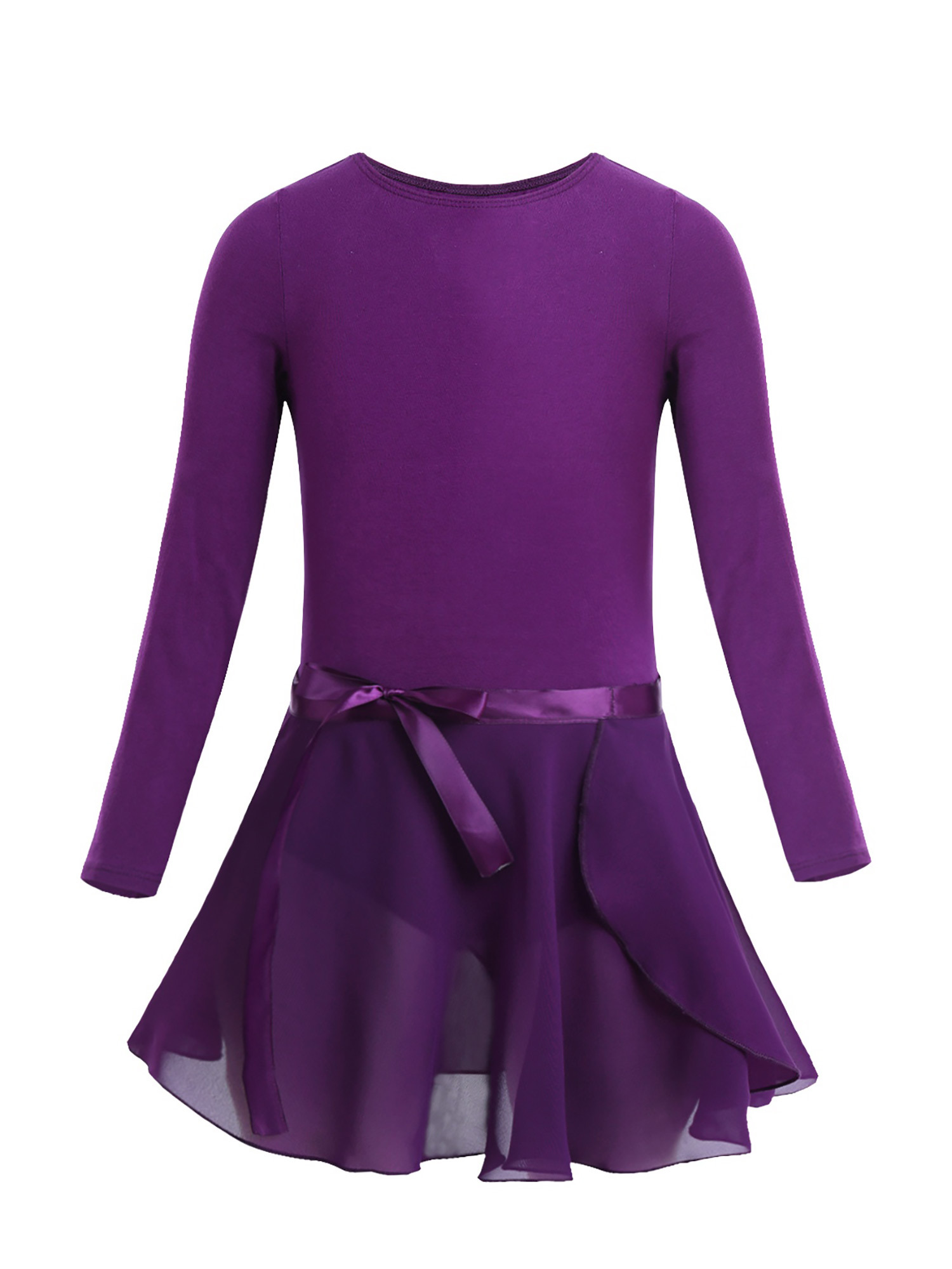 CHICTRY Kunstschaatsen jurk meisjes lange mouwen patchwork balletjurk glitter ballet tricot leotard met wikkelrok balletrok wedstrijd kostuum kleding, lichtblauw C, 146/152 cm