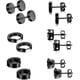 thumbnail image 3 of pares de pendientes de acero inoxidable con circonita cúbica para mujer y hombre, con piercing para la oreja, color negro, 3 of 5