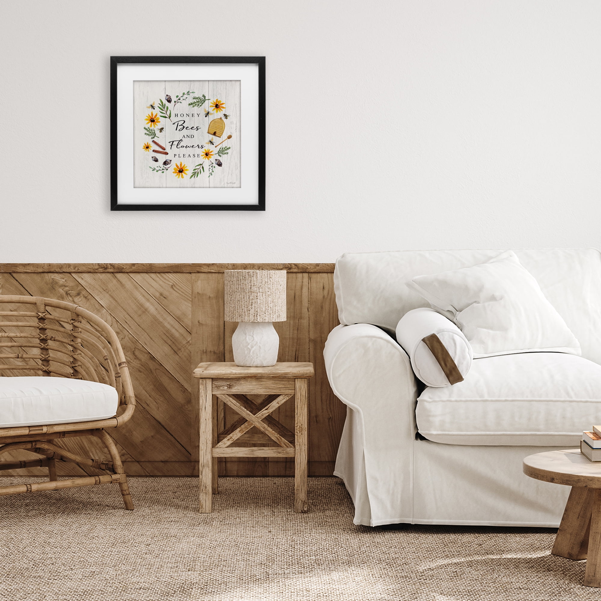 Stupell Industries Country Cottage Wreath & Quote Black Framed Print Under Glass, design by Elizabeth Tyndall