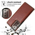 thumbnail image 3 of For Samsung Galaxy Note 20 Wallet Case with Card Holder, Premium PU Leather Kickstand Credit Card Slots Case,[RFID Blocking] Double Magnetic Clasp Back Flip Durable Shockproof Cover, Brown, 3 of 9