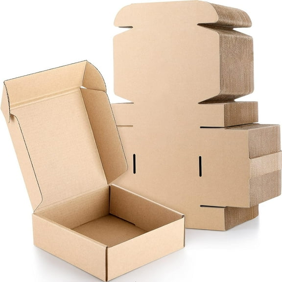 100 Pcs Small Shipping Boxes 6 X 6 X 2 Inches Christmas Gift Shipping Corrugated Cardboard Mailing Boxes For Small Business Cardboard Corrugated Mailer For Packing Brown