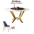 thumbnail image 1 of Designer Luxury round Marble Rock Slab dining table set 4 6 8 chairs esstisch furniture comedor marbre Stainless steel gold base My Lux Decor Round, 1 of 24