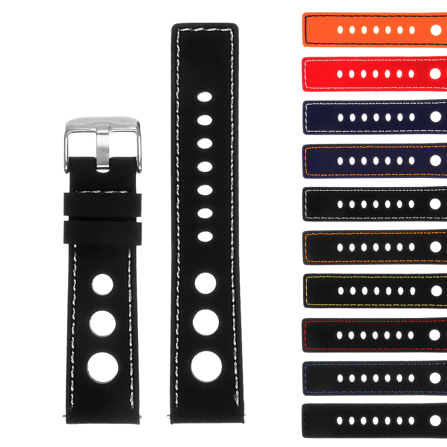 StrapsCo Rubber GT Rally Racing Watch Band Quick Release Strap 18mm 20mm 22mm 24mm Walmart