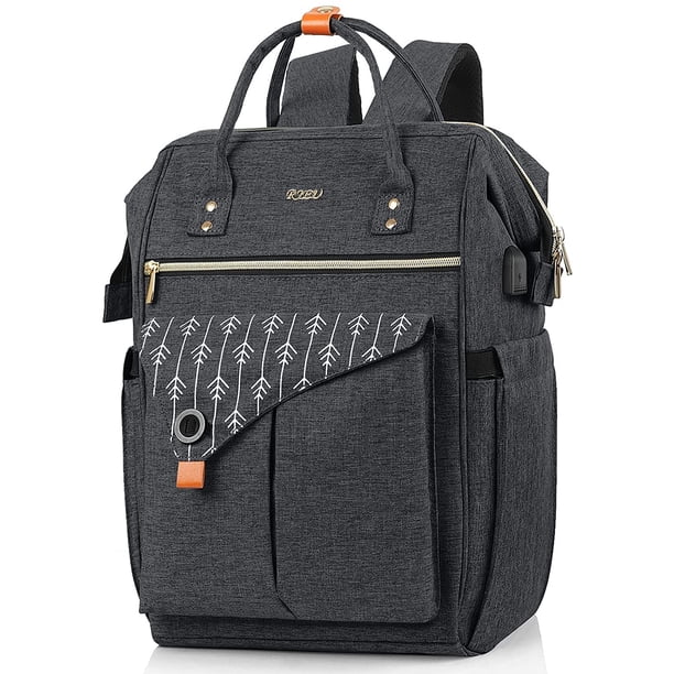 Mochila RJEU para mujer, antirrobo, portátil de viaje, 15.6 pulgadas, negra