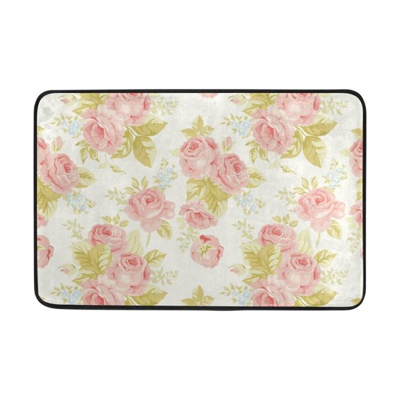 POPCreation Rose Pattern Non-Slip Floor Mat Doormats for Living Room Bedroom 23.6x15.7 inches