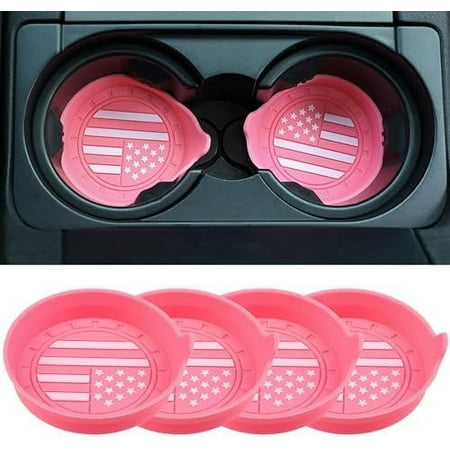 

Car Cup Coaster Universal Non-Slip Silicone Cup Holder Insert Car Interior Accessories for Drink American Flag US Flag 4 Pack Sakura Pink Sakura Pink American Flag 4 pack