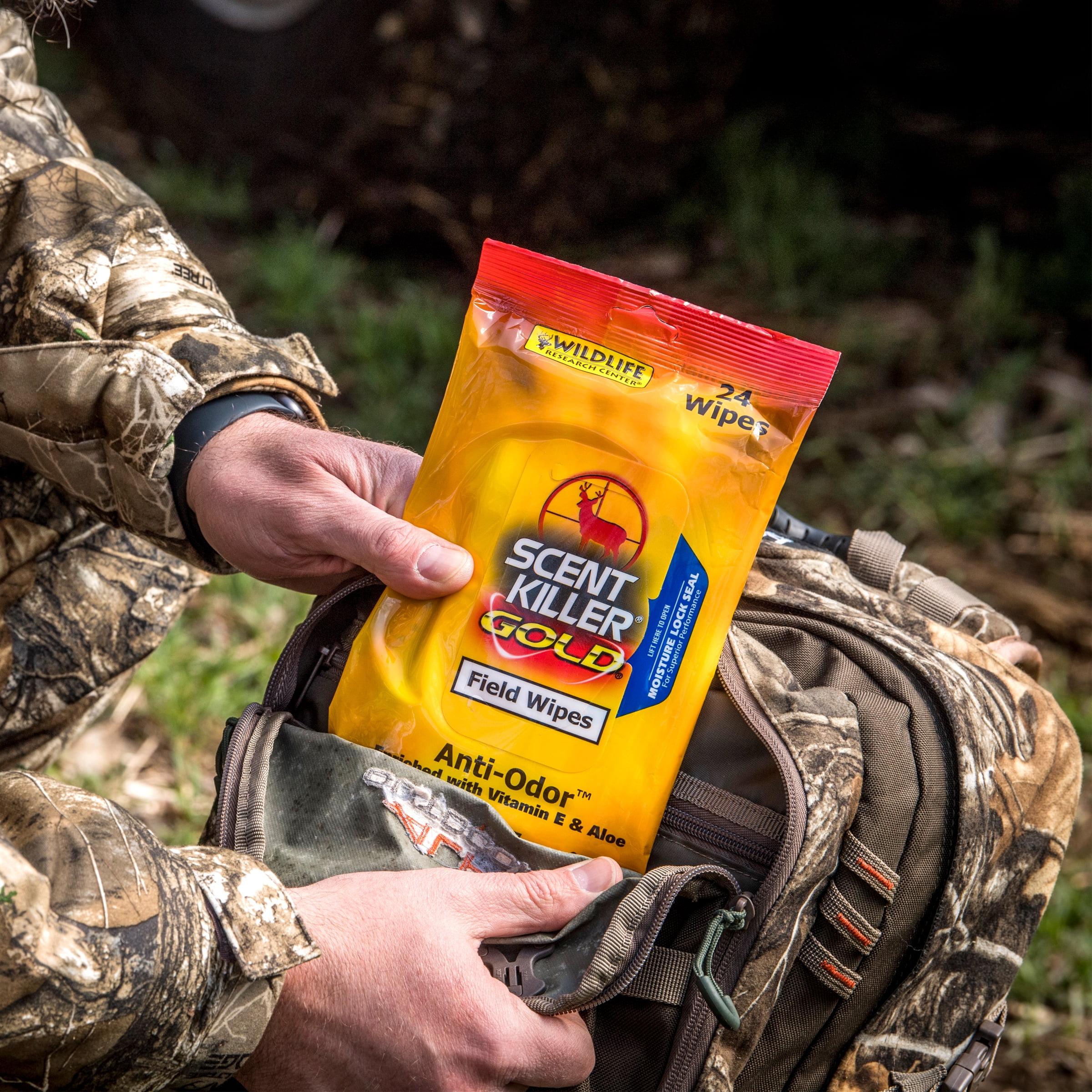 (2 pack) Wildlife Research Center Scent Killer Gold Field Wipes 24 pack for Hunting