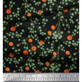 thumbnail image 2 of Soimoi Black Cotton Duck Fabric Leaves & Orange Fruits Printed Fabric 1 Yard 42 Inch Wide, 2 of 3