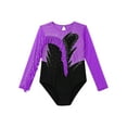 thumbnail image 3 of YEAHDOR Girls Figure Skating Bodysuit Shiny Rhinestone Long Sleeve Gymnastics Dance Leotard Purple 8, 3 of 6