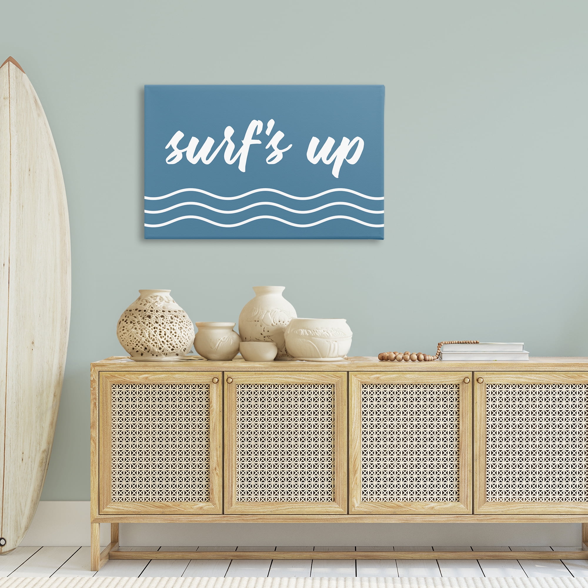 Stupell Industries Blue Surf's Up Typography Painting Gallery Wrapped Canvas Art Print Wall Art, 36 x 24