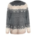 thumbnail image 3 of Économies d'Automne! Liquidation Chandails pour Femmes Tricot Manches Longues Chandails Surdimensionnés Mode Raglan Chaud Ample Haut d'Hiver Chandail Chandail Graphique Aztèque Ethnique Col Bateau Gris P, 3 of 3