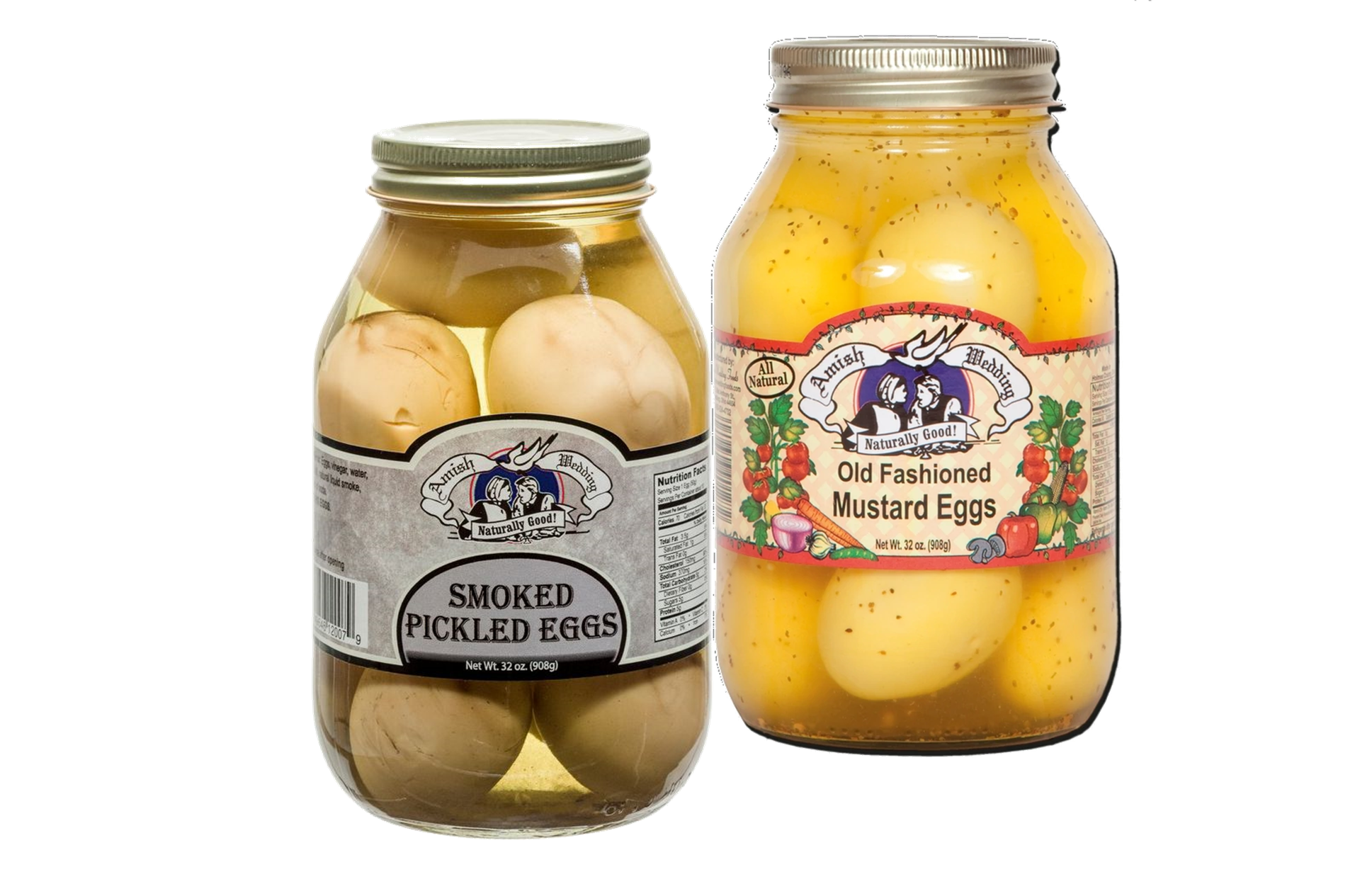 Amish Wedding Smoked Eggs & Mustard Eggs Variety 2PK, 32 oz. Jars