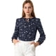 thumbnail image 1 of Blusa floral de gasa Allegra K elegante con volantes y cuello con volantes para mujer Azul marino XL, 1 of 6