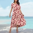 thumbnail image 4 of Taqqpue Women's Summer Maxi Dresses Short Sleeve Boho Floral Crew Neck Dress Summer Casual Flowy A Line Beach Dresses Long Sundress for Holiday, 4 of 5