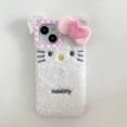 thumbnail image 3 of Sanrio-funda de teléfono de piel de felpa 3D para Iphone, carcasa a prueba de caídas con bonito lazo, Hello Kitty, temporada de otoño e invierno, 11, 12, 13, 14, 15 Pro Max, 3 of 5