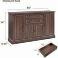 thumbnail image 4 of SinCiDo 58" Farmhose Buffet Cabinet, Wood Buffet Cabinet with 2 Large Storage Drawer and 4 Grooved Barn Doors, Coffee Bar Cabinet for Dining Room, Living Room, 4 of 5
