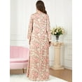 thumbnail image 3 of OBEEII Women Muslim Dress Floral Long Sleeve Maxi Dresses V Neck kaftan Abayas Dress Islamic Prayer Clothes Women, 3 of 10