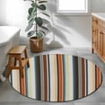 thumbnail image 3 of Round Rugs 3Ft, Brown Orange Striped Round Area Rug Washable Indoor Throw Carpet, Modern Stripes Art Farmhouse Small Non Slip Circle Rug for Bedroom Living Room Home Decor Aesthetic, 3 of 8