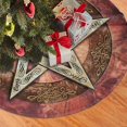 thumbnail image 2 of Round Christmas Tree Skirt Magic Witch Pentacle Baphomet Christmas Tree Mat Holiday Party Decorations 48", 2 of 5
