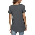 thumbnail image 4 of Giftesty Women Summer Solid Pleated Round-Neck Blouses Loose Short Sleeve Tops T-Shirt, 4 of 6