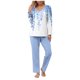 thumbnail image 2 of Puntoco Mujer Otoño Moda Casual Impreso Con Cuello En V Manga Larga + Pantalones Traje Azul Cielo Xl, 2 of 5