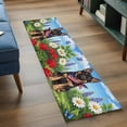 thumbnail image 4 of Independence Day Washable Runner Rugs 2'x6', American Flag Cute Dog Puppy Colorful Flowers Low Pile Throw Entryway Rug Non-Slip Sturdy Edge Binding Carpet for Indoor Bedside Entrance Bedside, 4 of 9