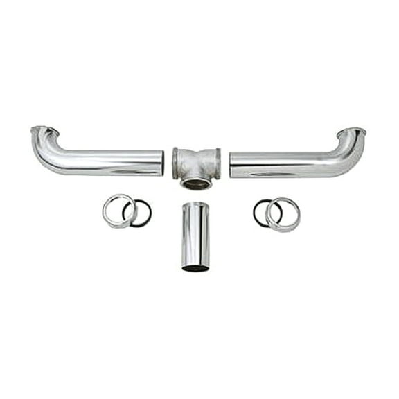 Master Plumber 2 Bowl Center Outlet Drain with Chrome Plated Brass, Silver
