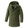 thumbnail image 4 of Brondbend Winter Coat for Men Jackets for Men Hooded Long Sleeved Zipper Pocket Outerwear Solid Color Warm Jacket Loose Fit Holiday Tops Army Green, 4 of 7