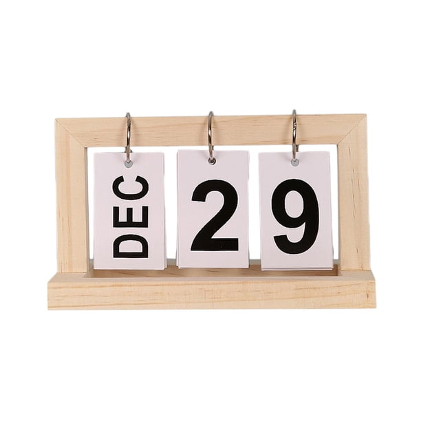 Calendario de escritorio de madera perpetuo, decoración del hogar, vintage, decoración de escritorio. Color madera claro