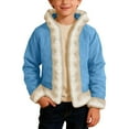 thumbnail image 2 of MAIHAN-Boy's Solid Color Winter Anorak Coat -Winter Hooded Cardigan, Christmas Warm Jacket, Christmas Hooded Cardigan Open Front Sweater(Sky Blue,9-10Years), 2 of 5